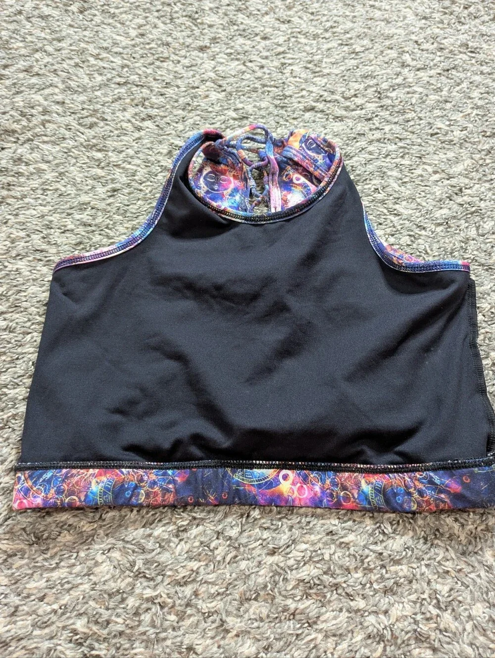 Donna Jo Blue Purple Celestial Boho Strappy Back Sports Bra M/L